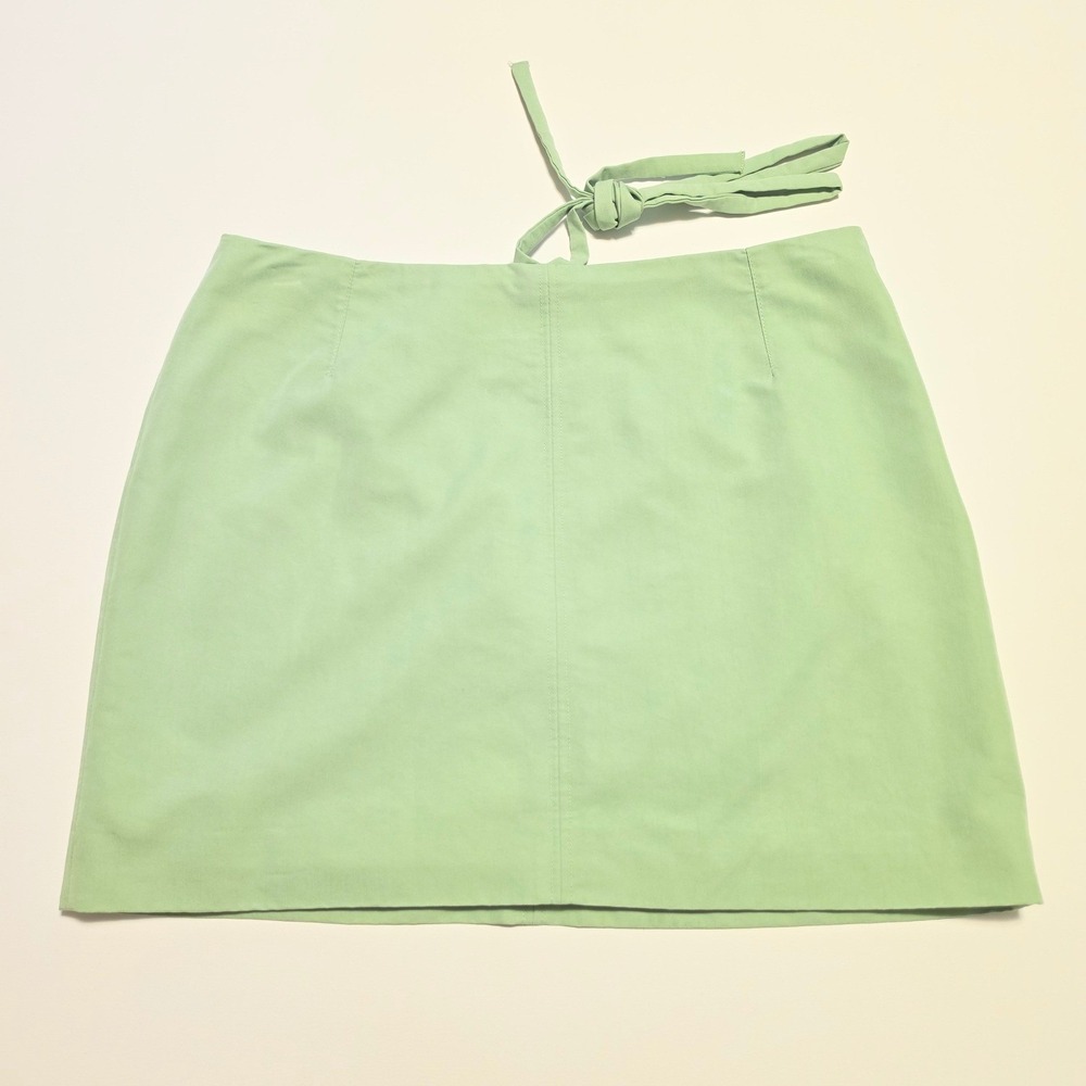 H&M Sage Green Mini Skirt with Waist Tie Detail Size 6